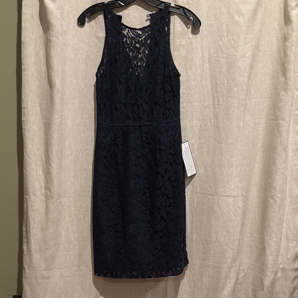 J. Crew Midnight Blue Lace Midi Dress